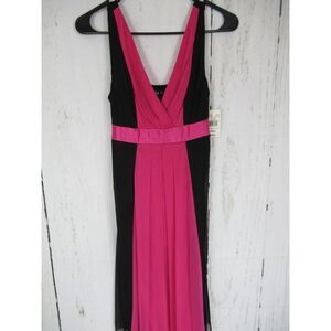 New Ruby Rox Empire Waist Cocktail‎ Dress Black Pink Knee-Length Size S A6
